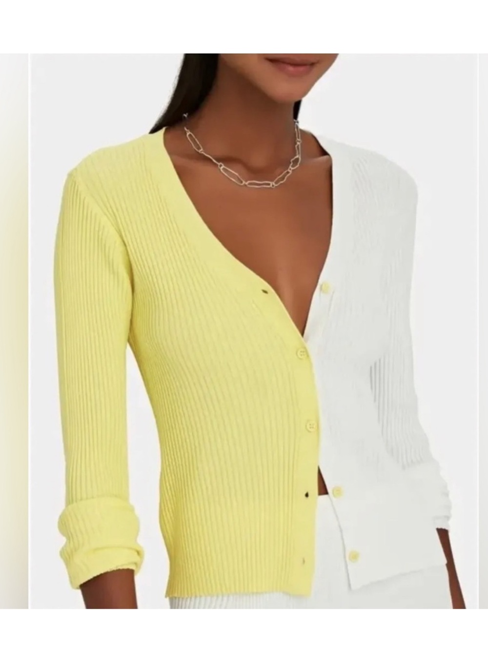 STAUD Shoko Colorblock Knit Cardigan Sweater XS